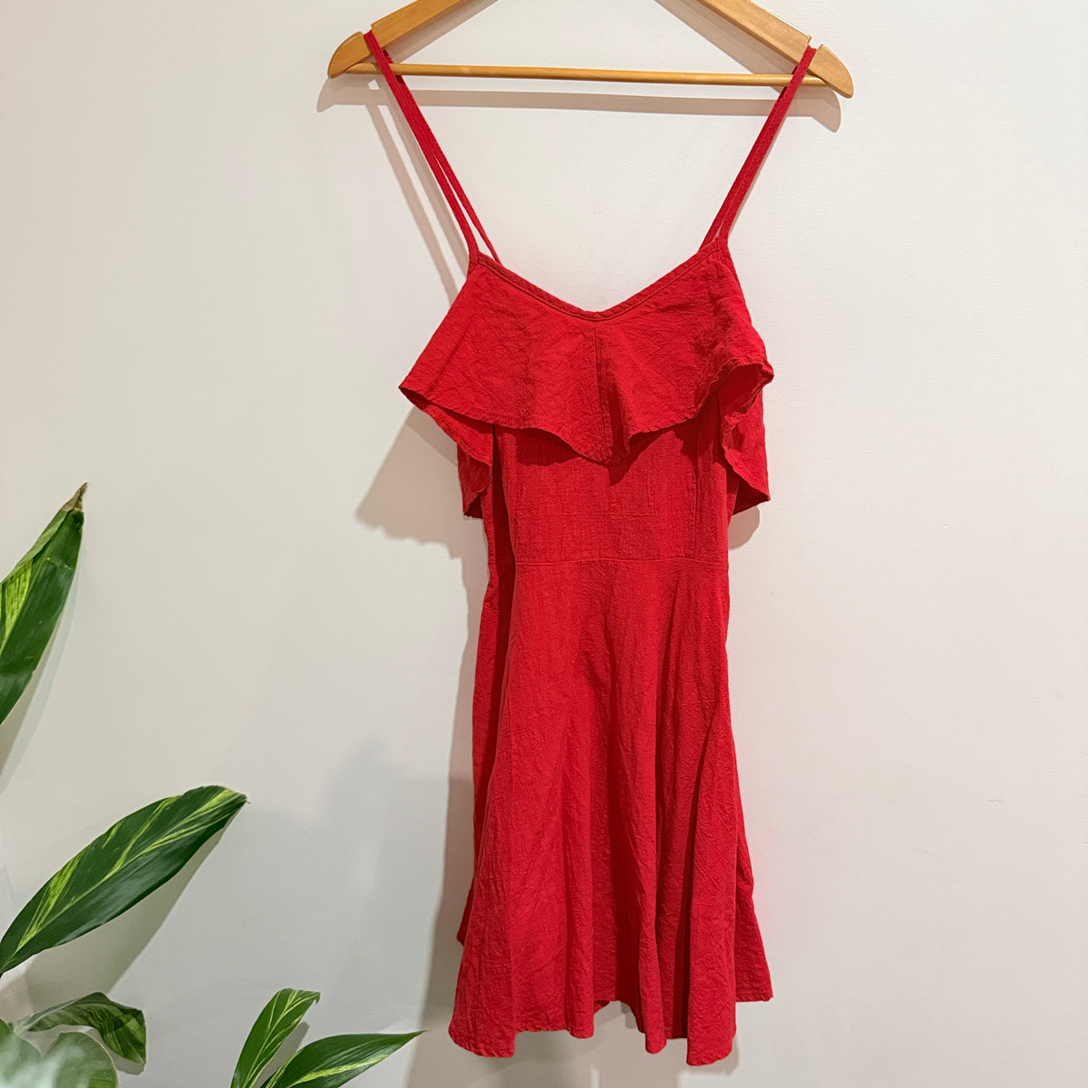 Red Ruffle Cami Mini Dress Size XL - 40cm u/arm
