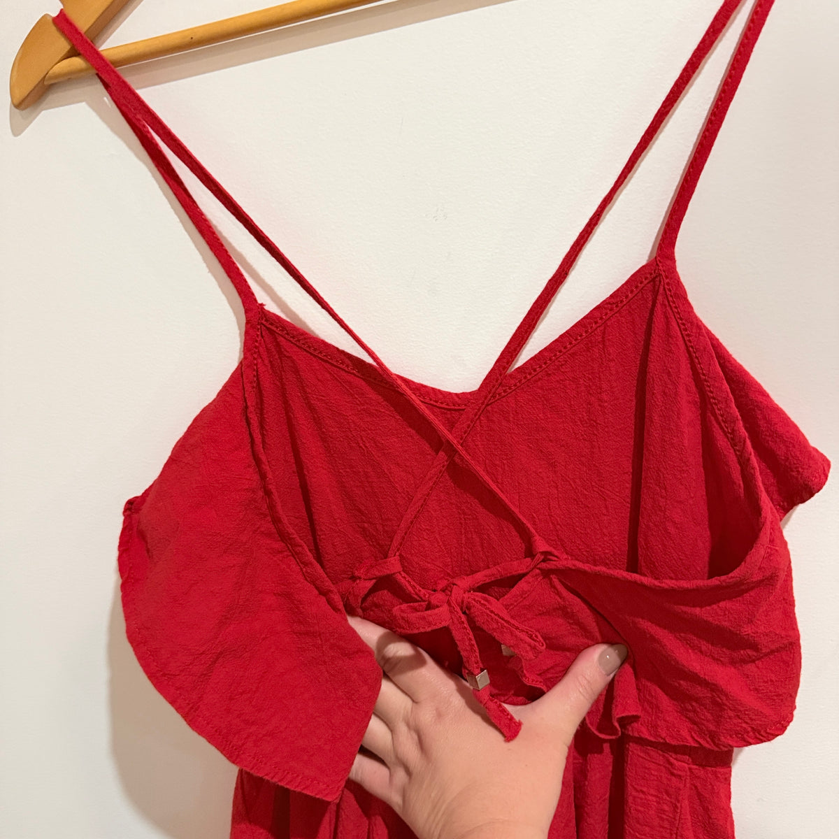 Red Ruffle Cami Mini Dress Size XL - 40cm u/arm