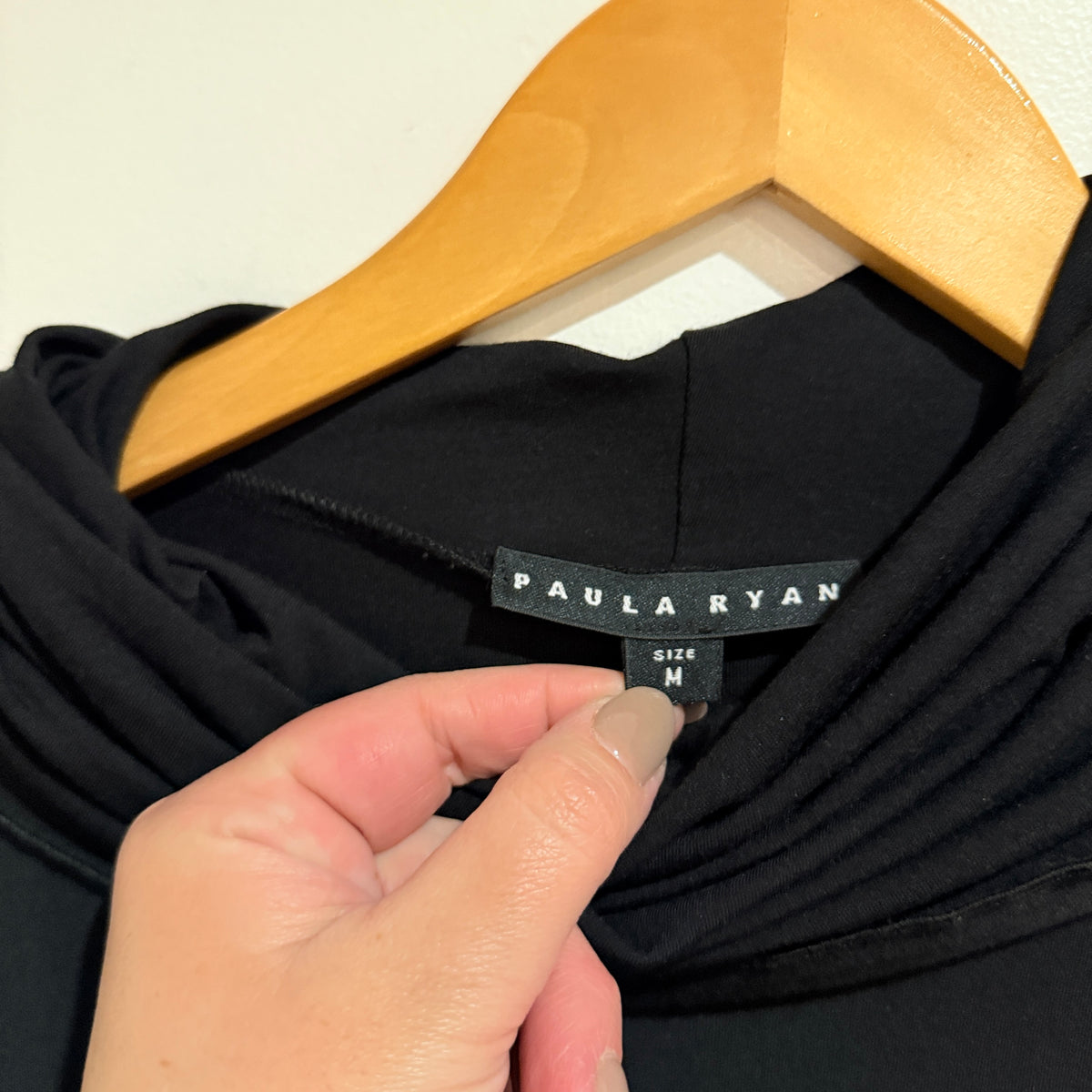 Paula Ryan Black Roll Neck Side Split Tunic Size M