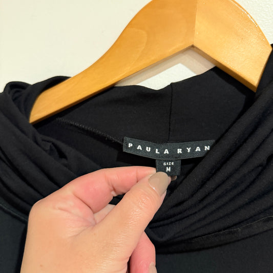 Paula Ryan Black Roll Neck Side Split Tunic Size M