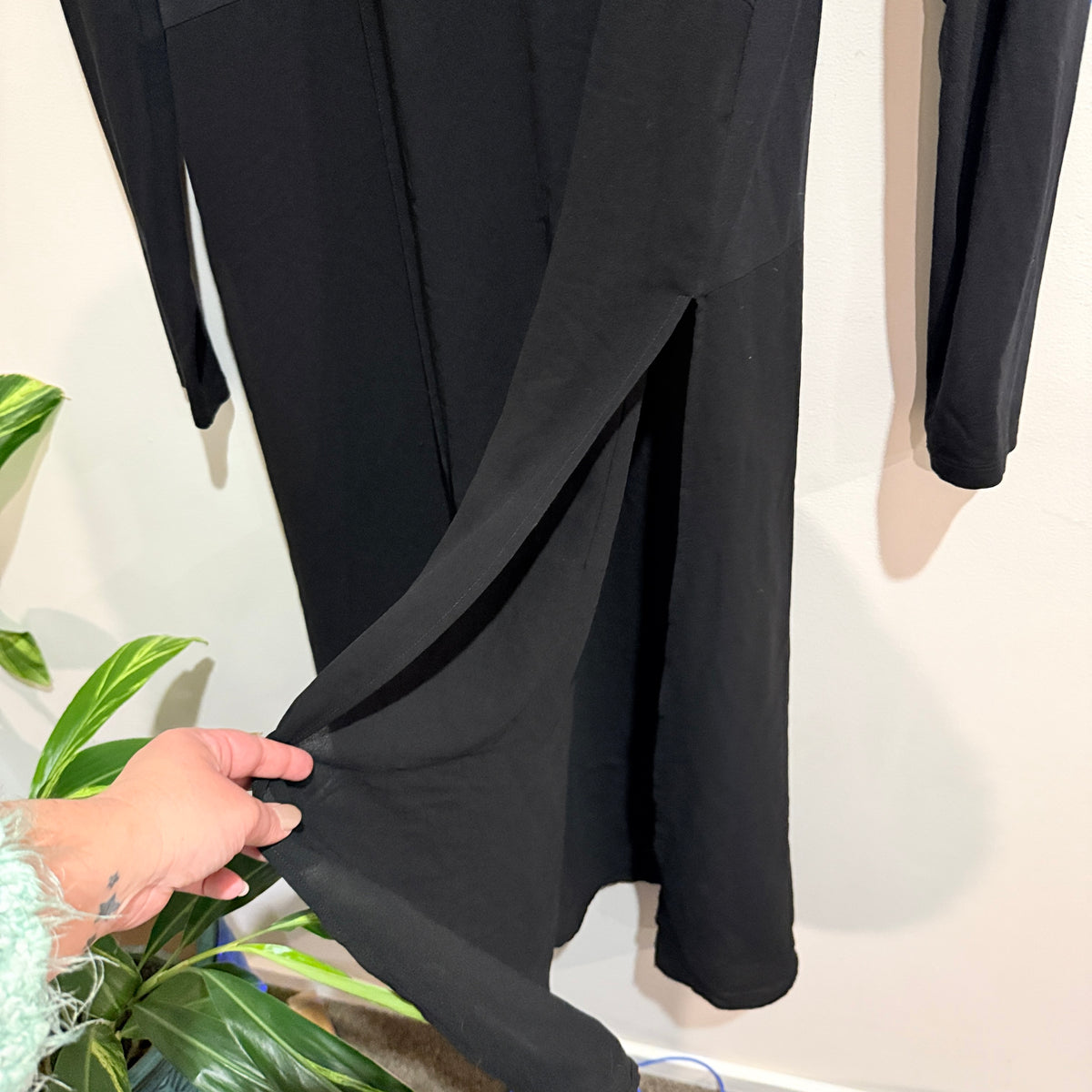 Paula Ryan Black Roll Neck Side Split Tunic Size M