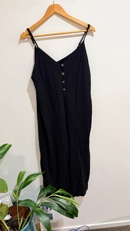 Dotti Black Button Front Cami Jump Suit Size 10