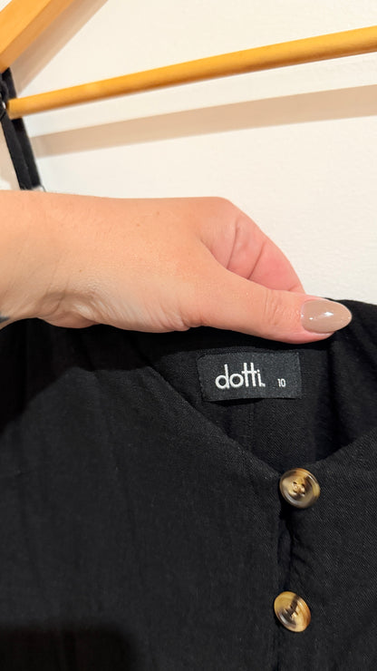 Dotti Black Button Front Cami Jump Suit Size 10