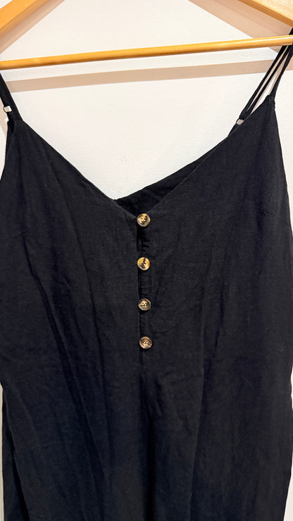 Dotti Black Button Front Cami Jump Suit Size 10