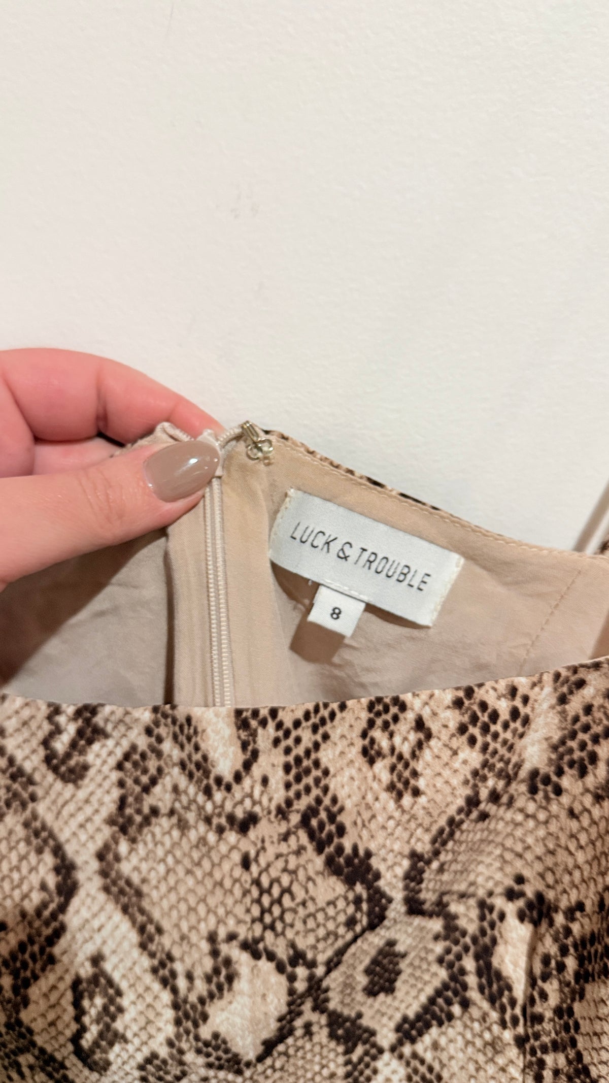Luck & Trouble Snake Print Strappy Mini Dress Size 8