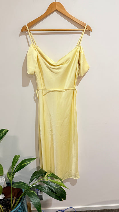 Pagani Pale Yellow Cold Shoulder Dress Size 10o
