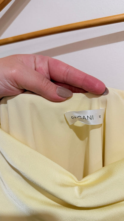 Pagani Pale Yellow Cold Shoulder Dress Size 10o