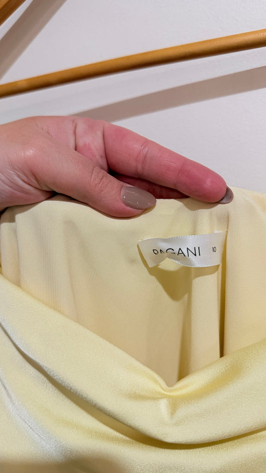 Pagani Pale Yellow Cold Shoulder Dress Size 10o