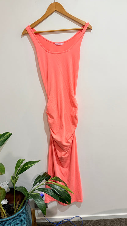 Supré Coral Ruched Sleeveless Midi Dress Size XS