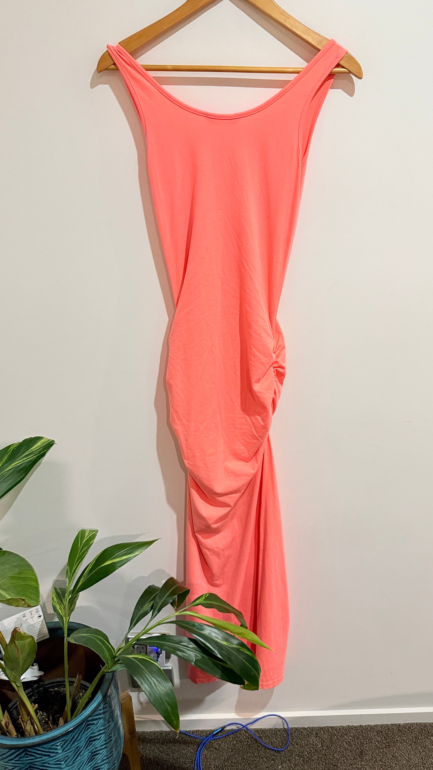 Supré Coral Ruched Sleeveless Midi Dress Size XS