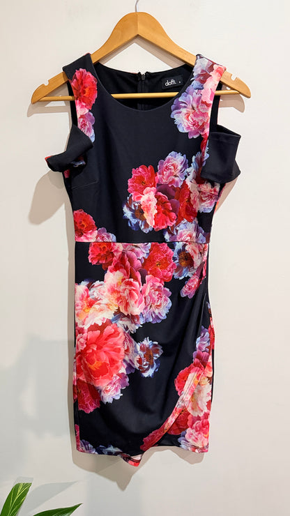 Dotti Black Floral Sleeveless Dress Size 8
