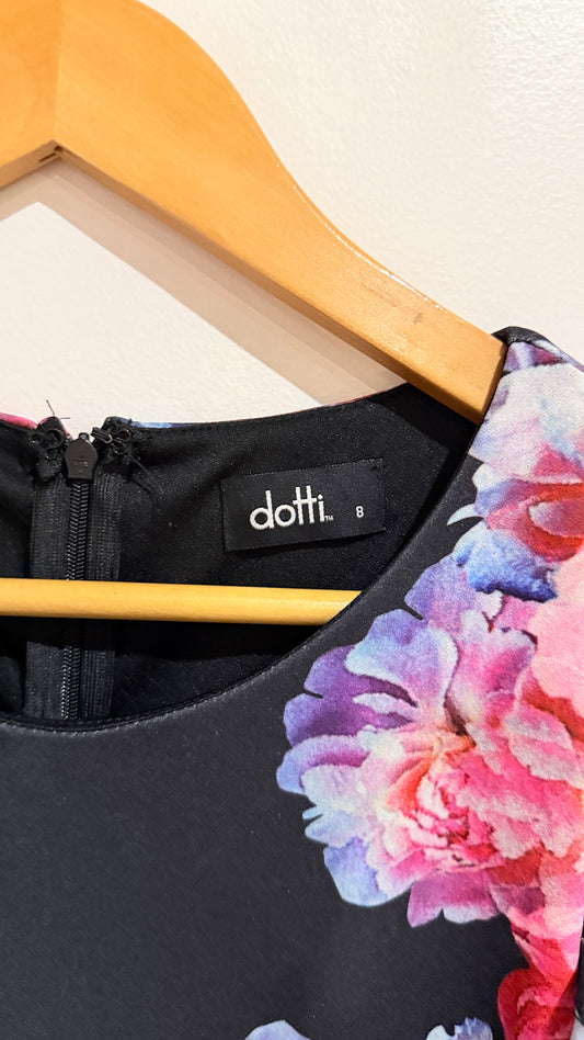 Dotti Black Floral Sleeveless Dress Size 8