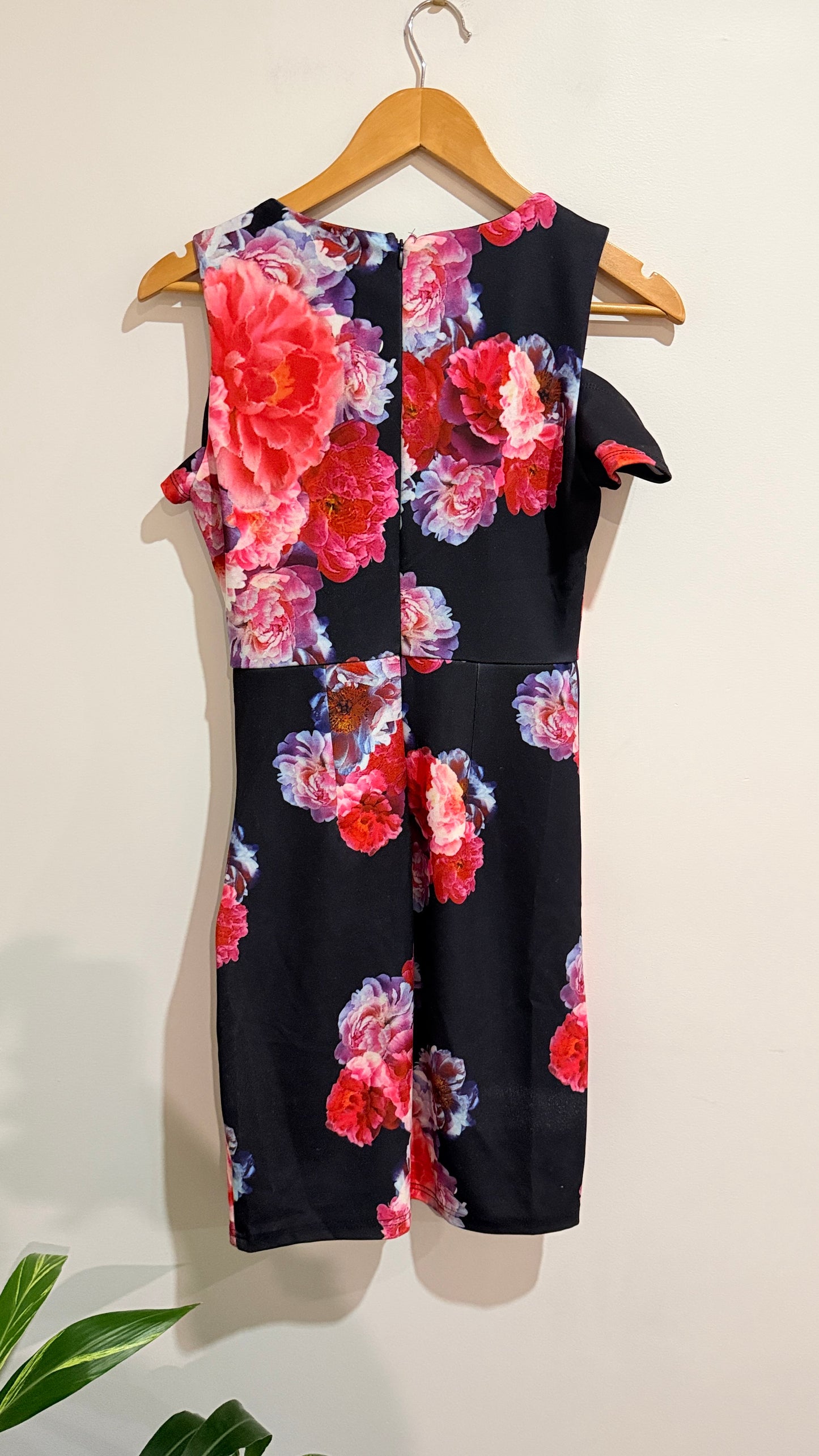 Dotti Black Floral Sleeveless Dress Size 8