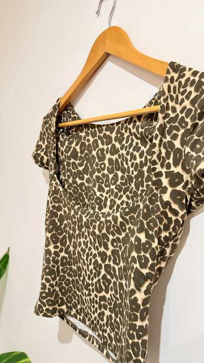 Cotton On Leopard Print Scoop Back Top Size S