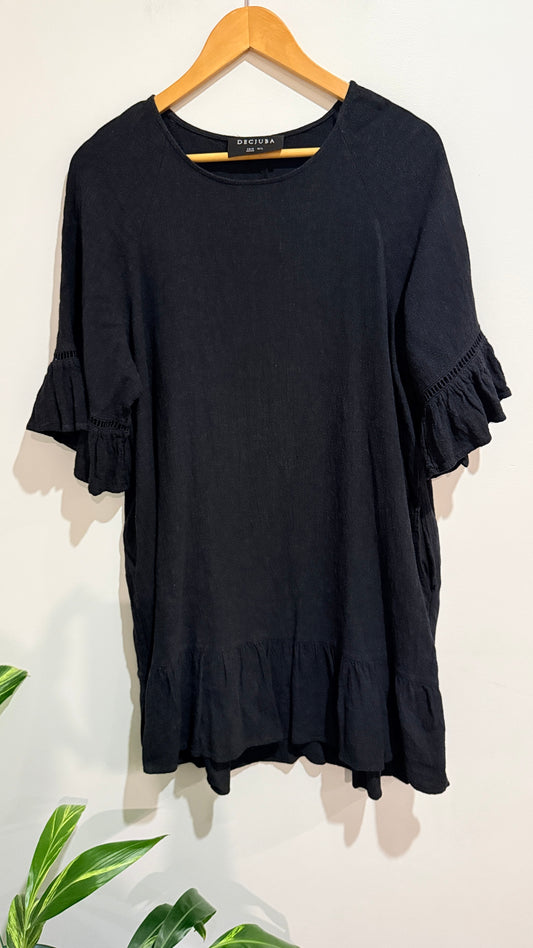 Decjuba Black Linen Blend Top - Size XS / S