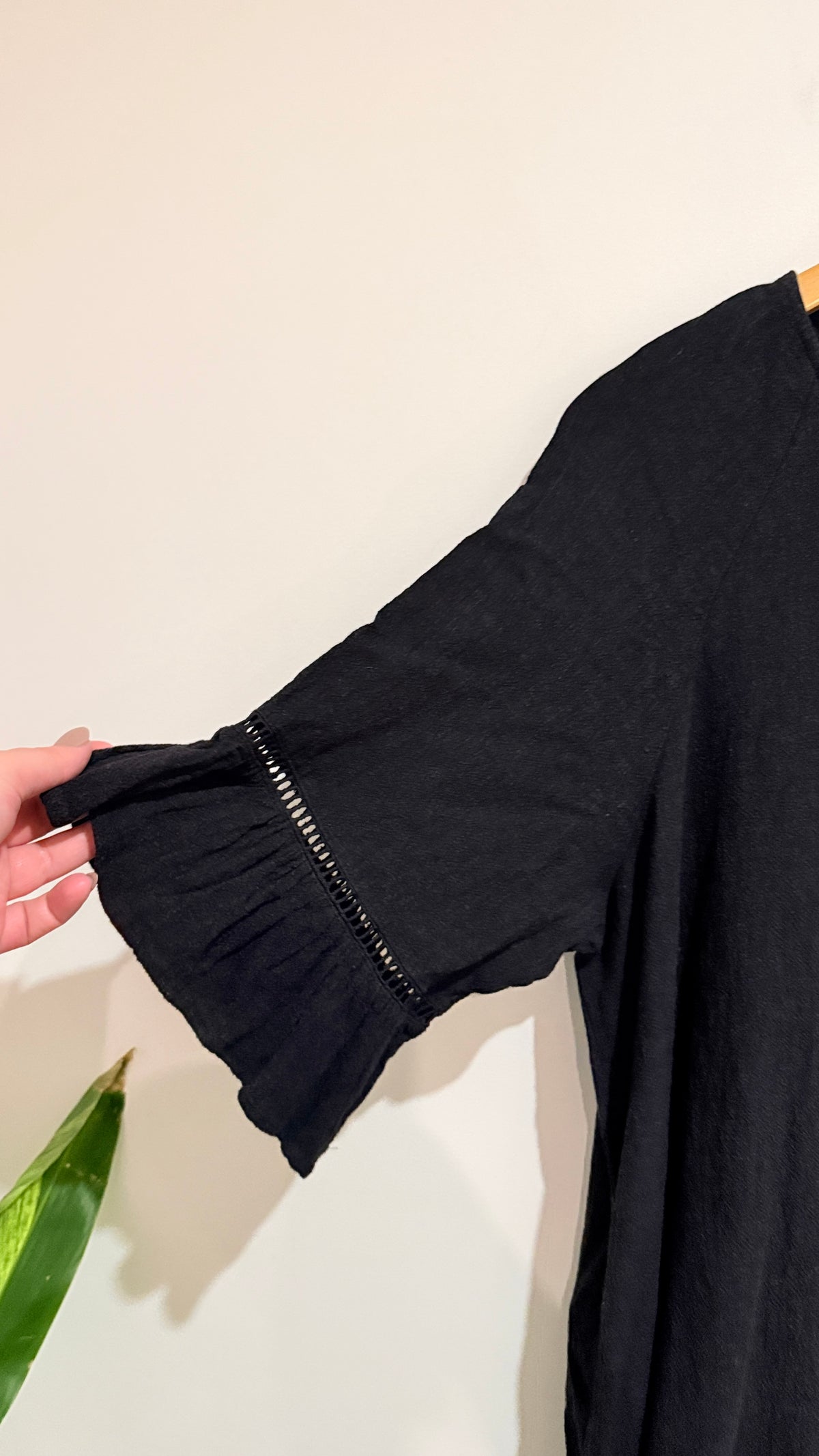 Decjuba Black Linen Blend Top - Size XS / S