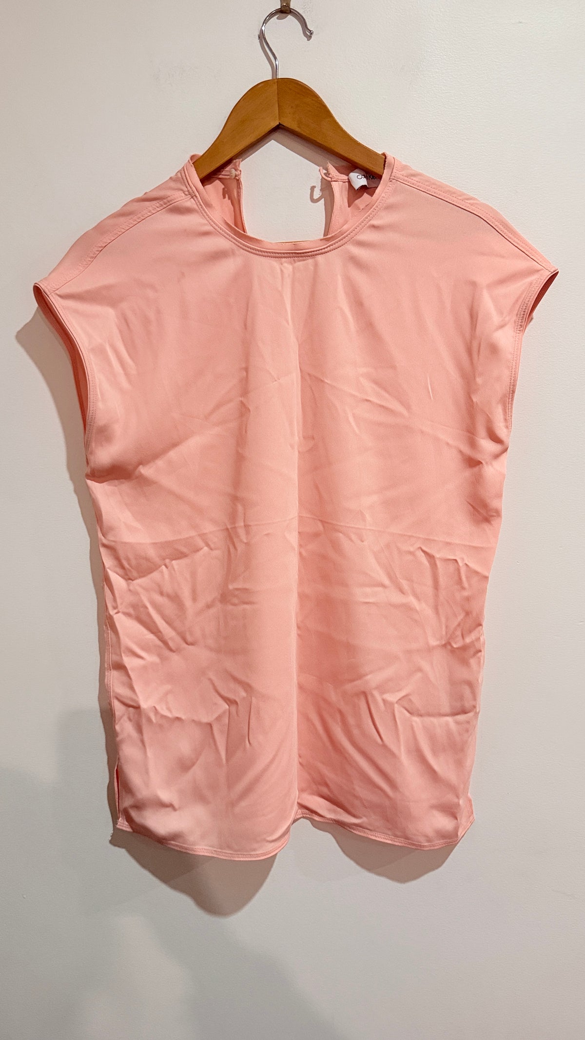 Calvin Klein Peach Cap Sleeve Top Size 36 - 50cm u/arm