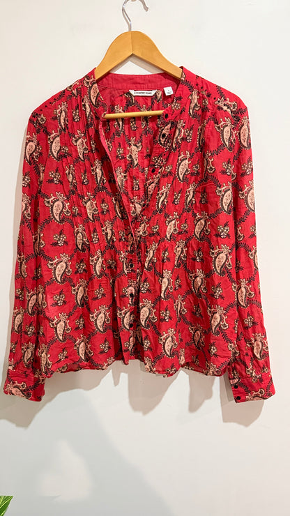 Country Road Paisley Print Cotton Blouse Size S