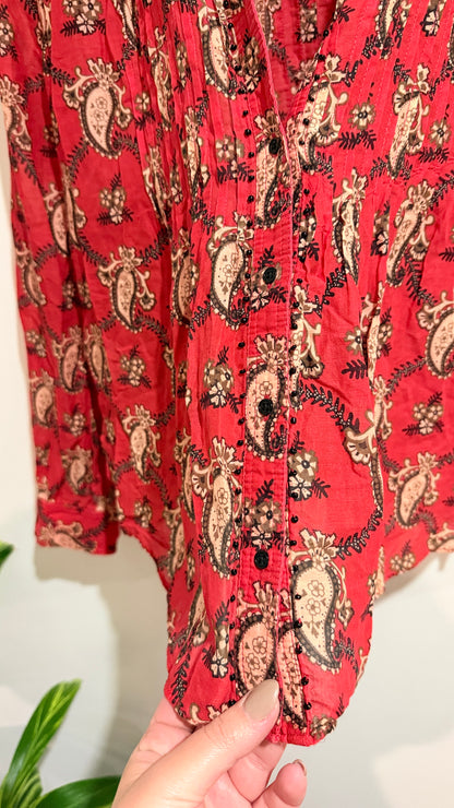 Country Road Paisley Print Cotton Blouse Size S