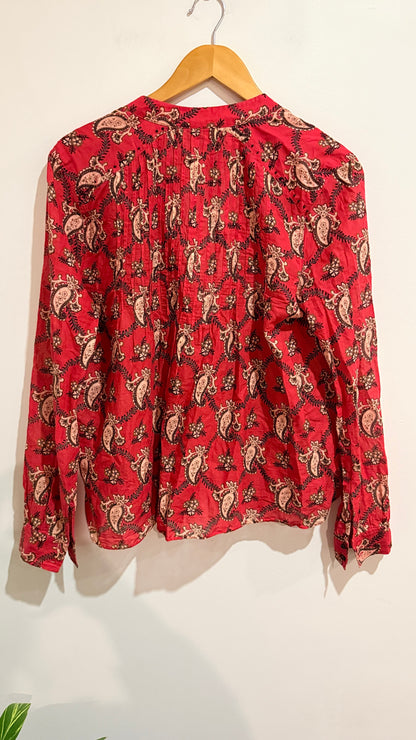 Country Road Paisley Print Cotton Blouse Size S