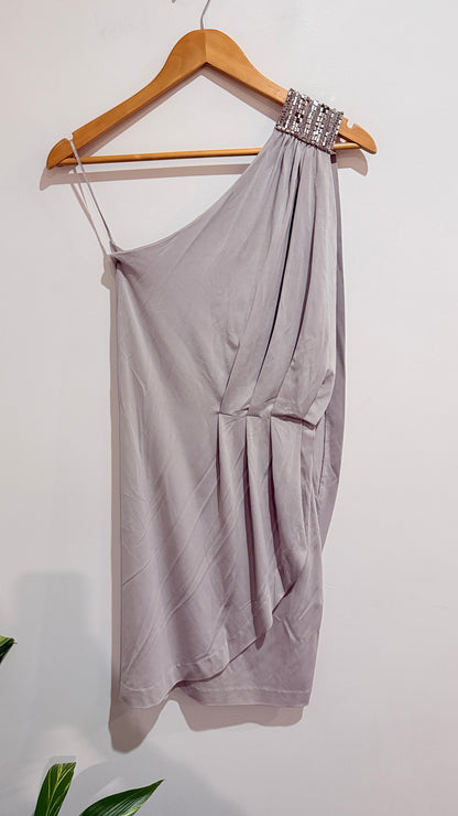 Witchery Grey One Shoulder Draped Dress Size 6