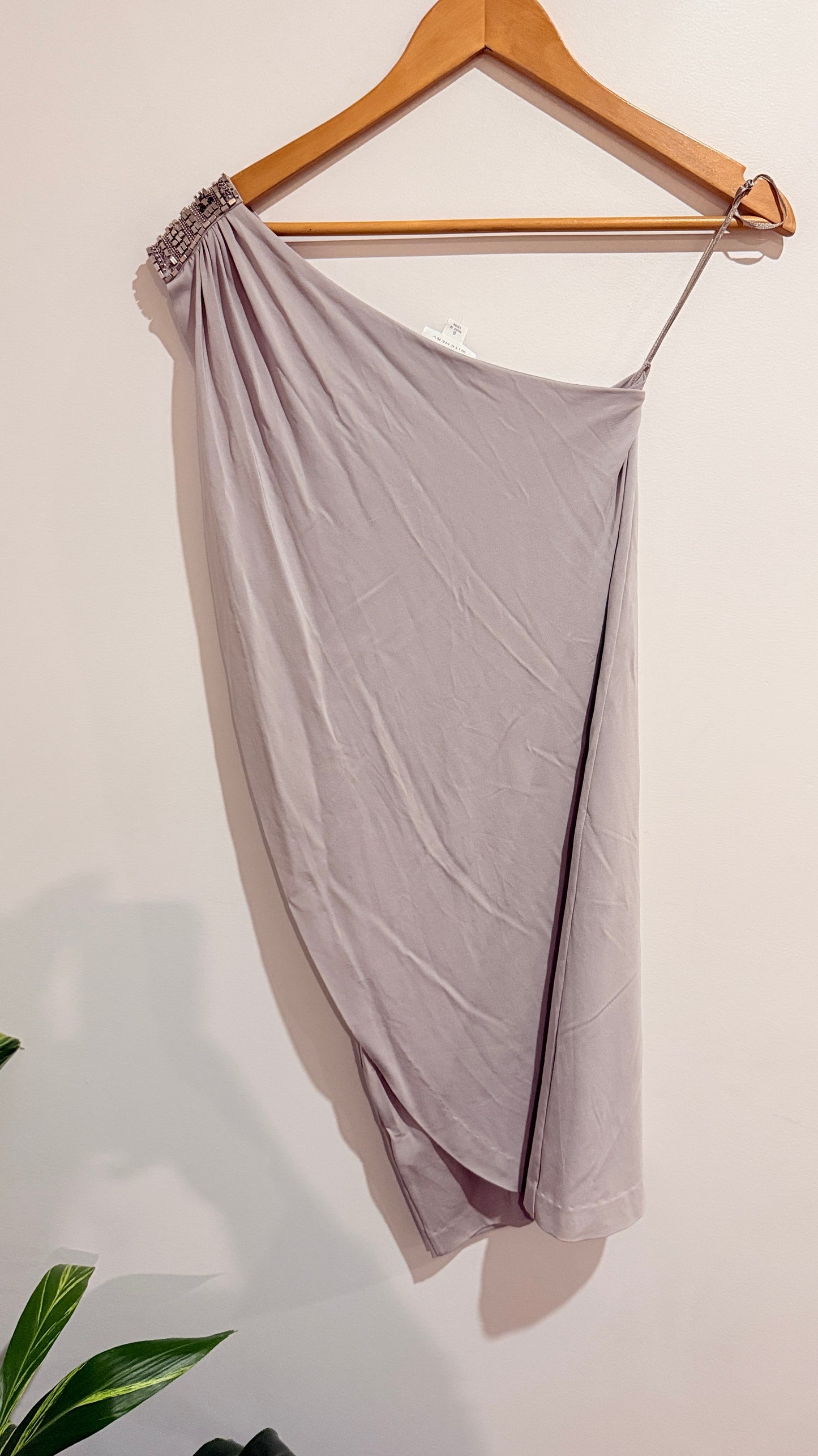 Witchery Grey One Shoulder Draped Dress Size 6