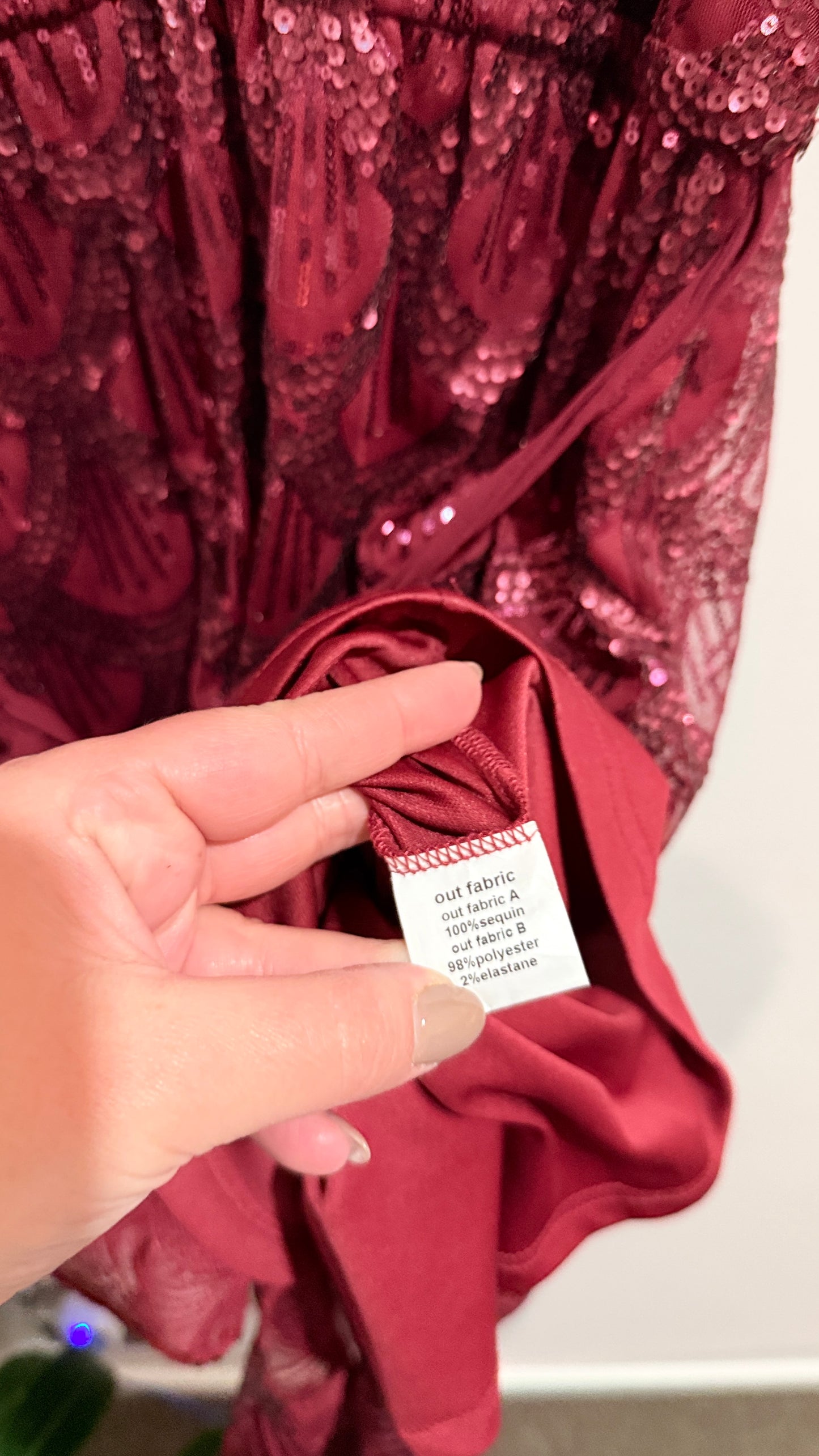 Pia Burgundy Sequin Strappy Midi Dress Size S