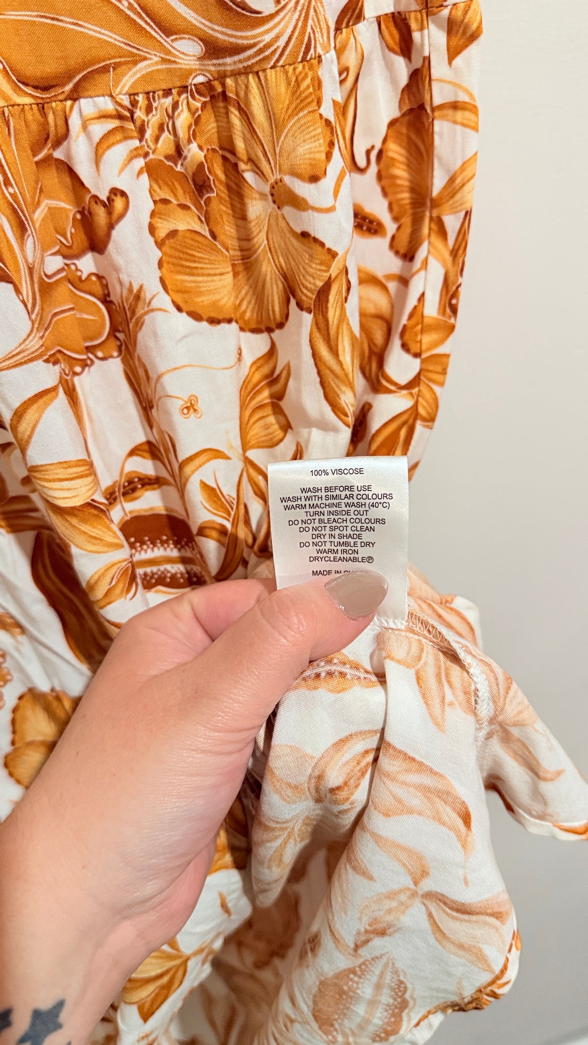 Zest White & Rust Botanical Print Sleeveless Dress Size 8