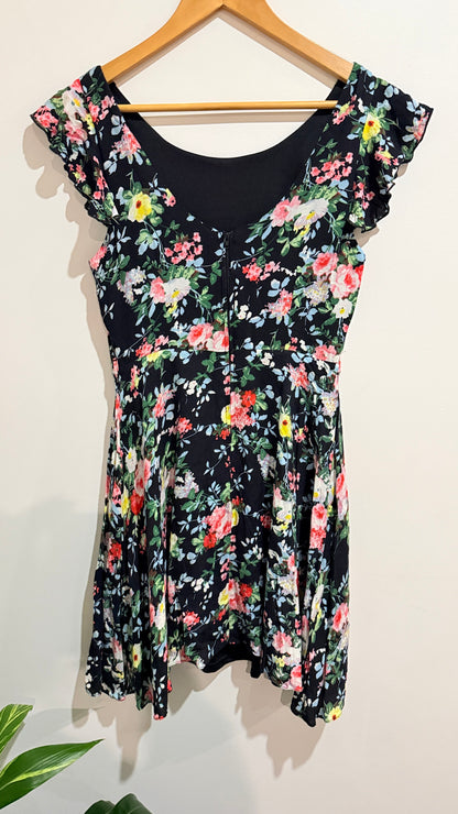 Pagani Black Floral Off Shoulder Dress Size 10