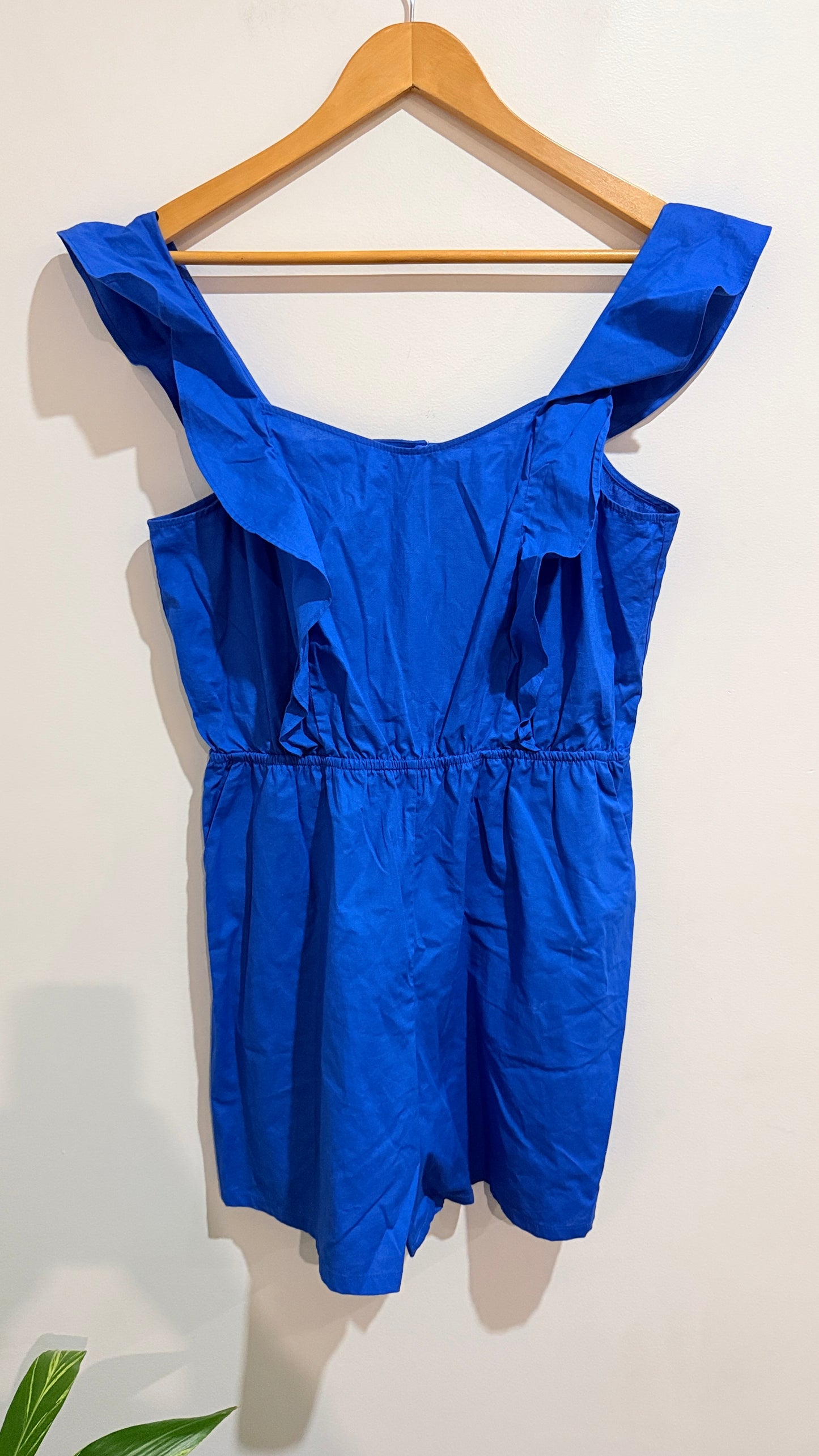 H&M Cobalt Blue Frill Shoulder Playsuit Size 12
