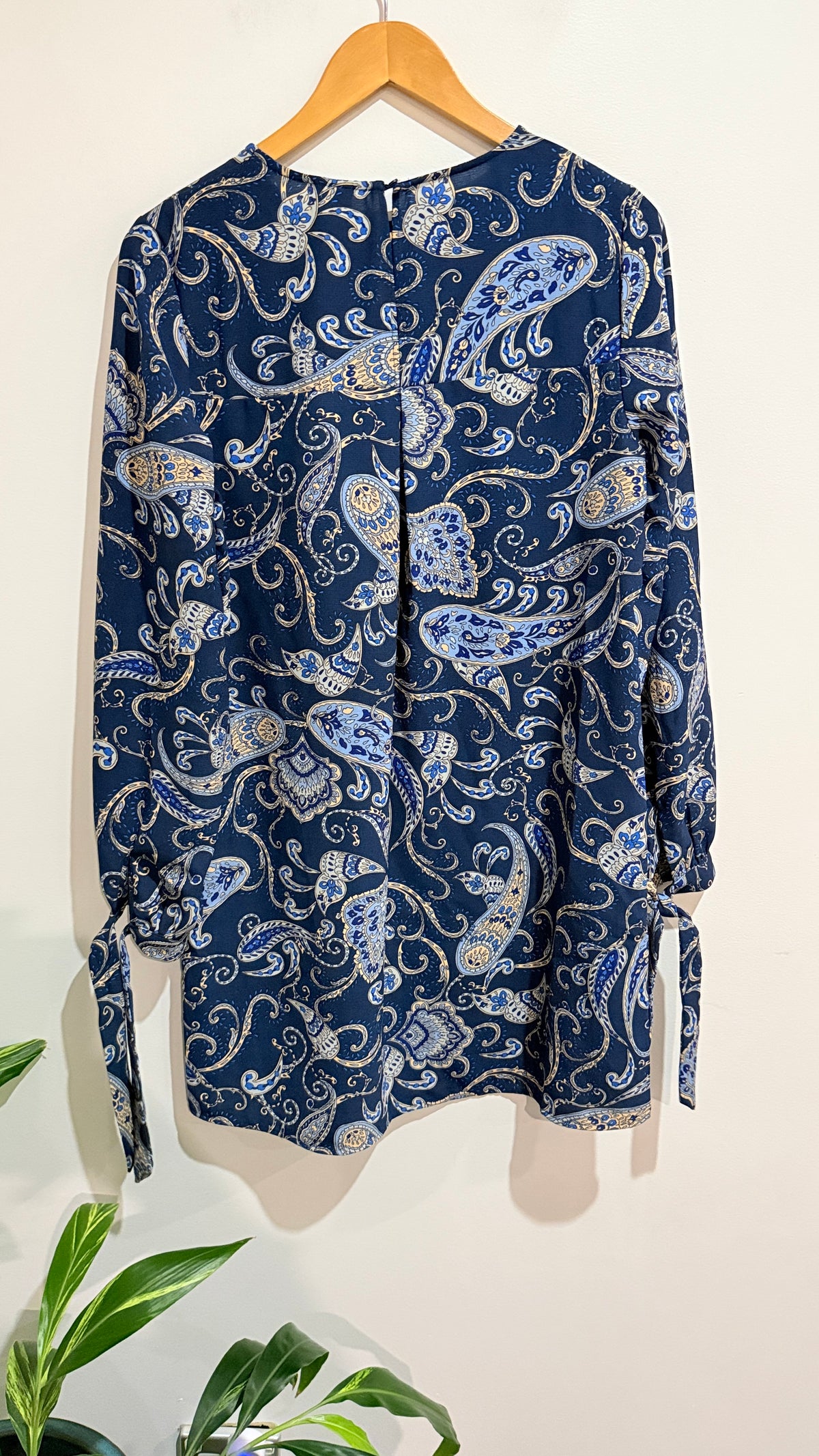 H&M Blue Paisley Print Long Sleeve Smock Dress Size 12