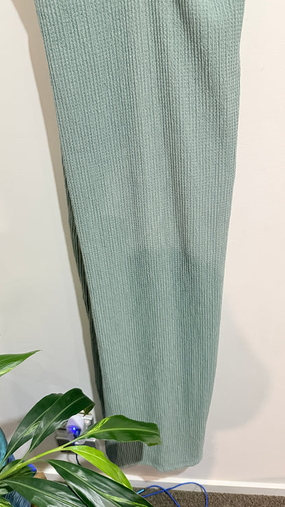 Pull&Bear Sage Green Textured Strappy Midi Dress Size L