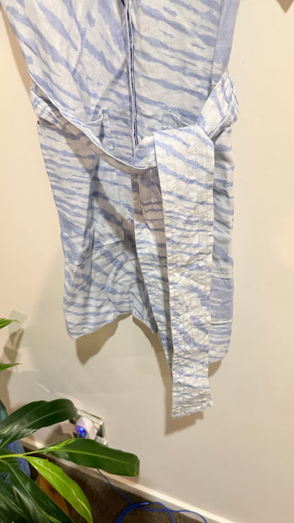 S/B/ by Saba Blue & White Print Linen Shirt Dress Size 12