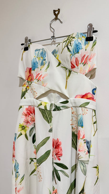Forever New White Floral Wide Leg Jumpsuit Size 8