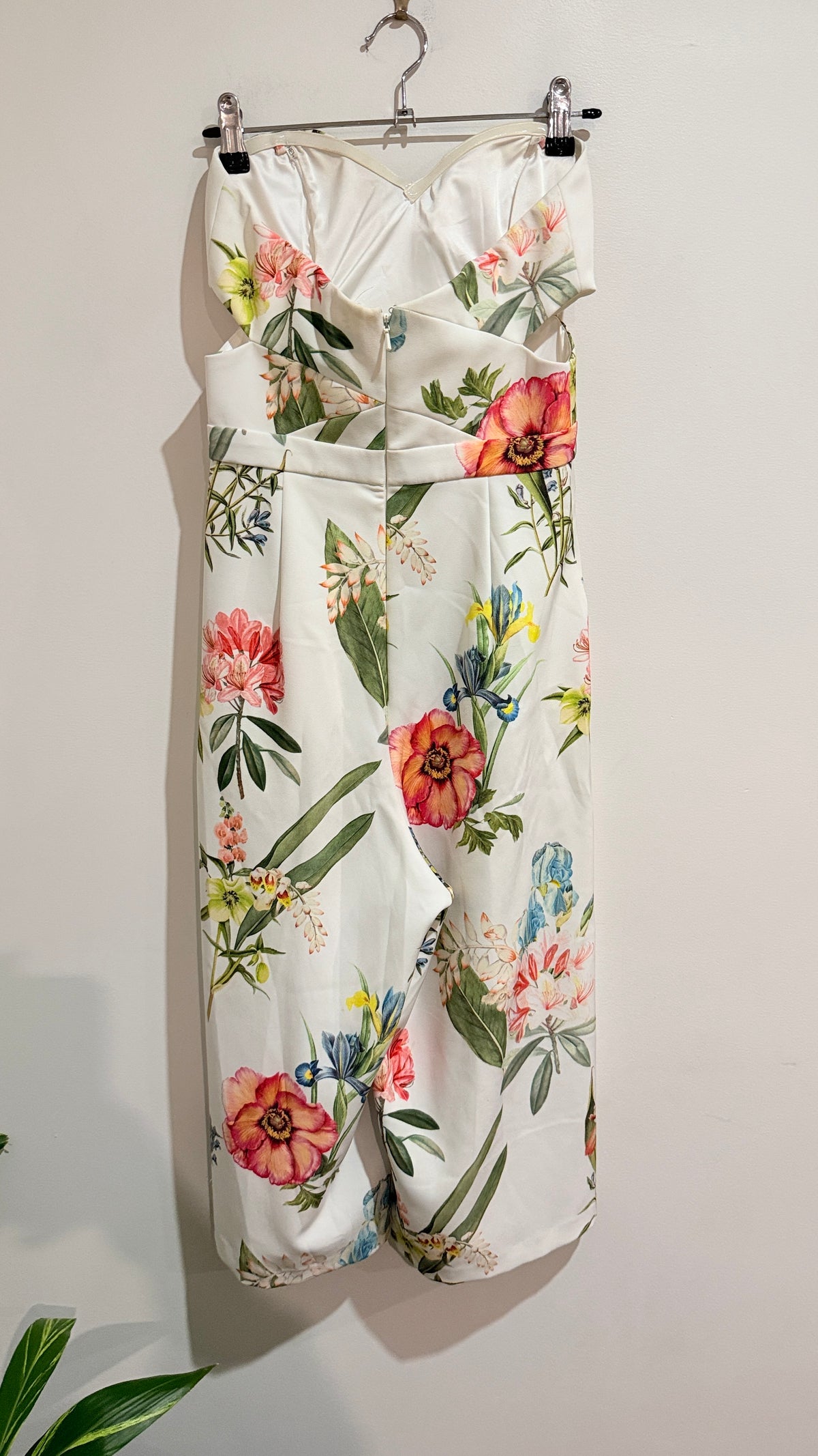 Forever New White Floral Wide Leg Jumpsuit Size 8