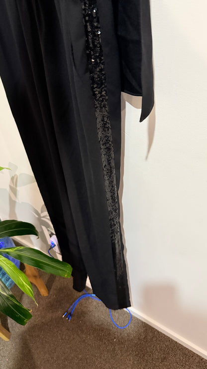 BCBGMaxazria Black Beaded Panel Sleeveless Jumpsuit Size XS