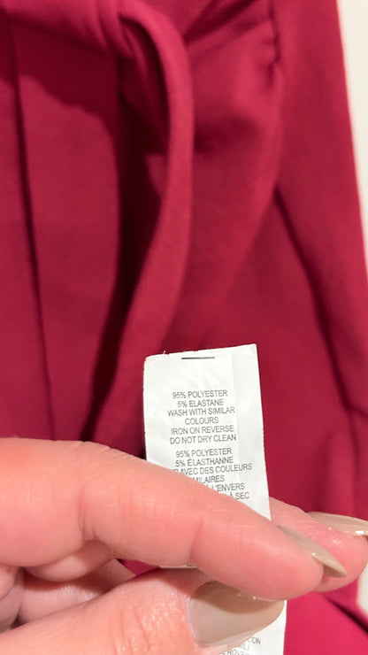 Boohoo Burgundy Ruched Sleeve Wrap Dress Size 12