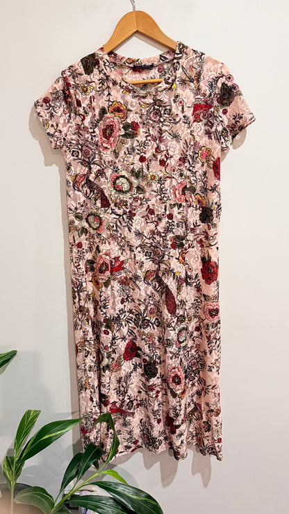 Ketz-Ke Pink Floral Lace Print Dress Size 8
