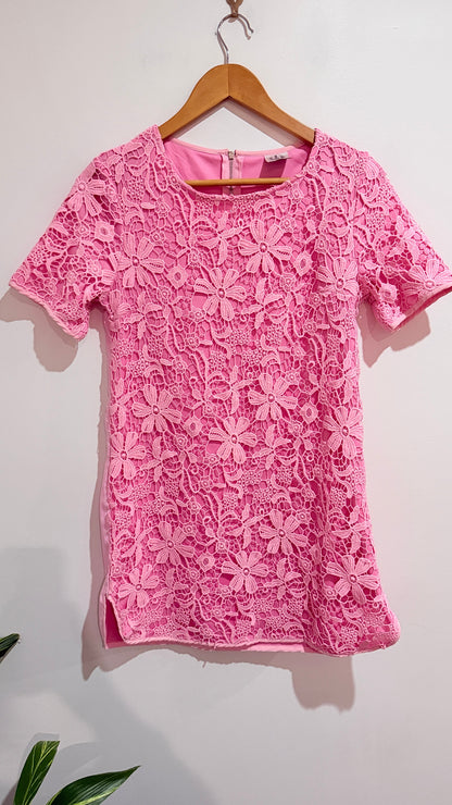 Angel Biba Pink Lace Shift Dress Size 8