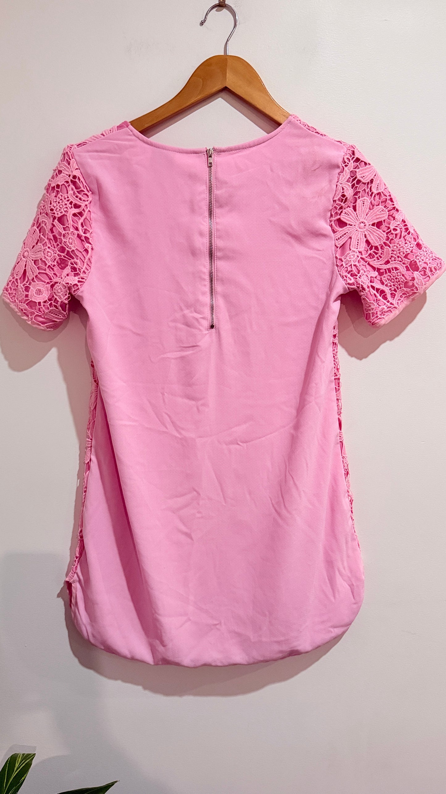 Angel Biba Pink Lace Shift Dress Size 8