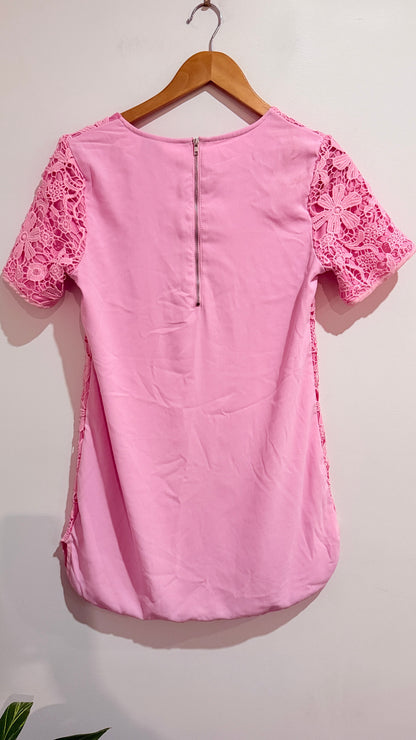 Angel Biba Pink Lace Shift Dress Size 8