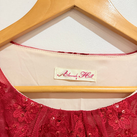 Alannah Hill Red Lace Sequin Dress Size 8