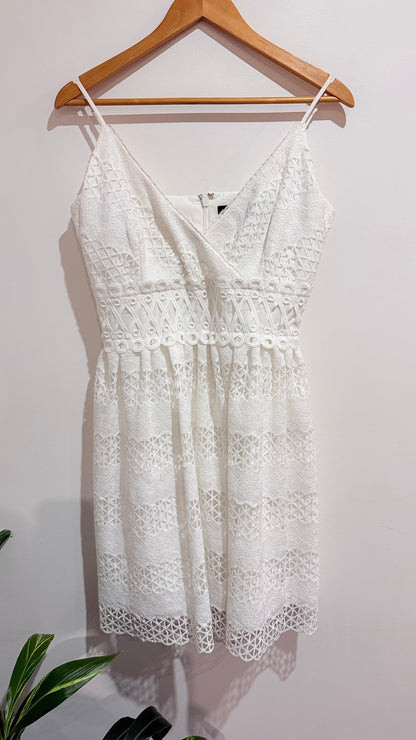 Guess White Broderie Strappy Dress Size 14