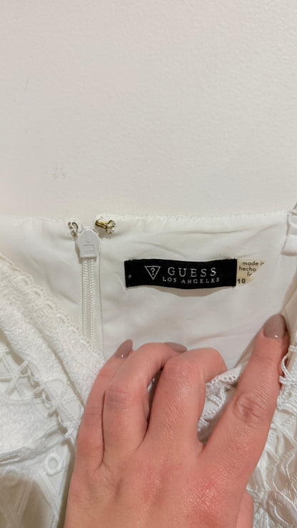 Guess White Broderie Strappy Dress Size 14