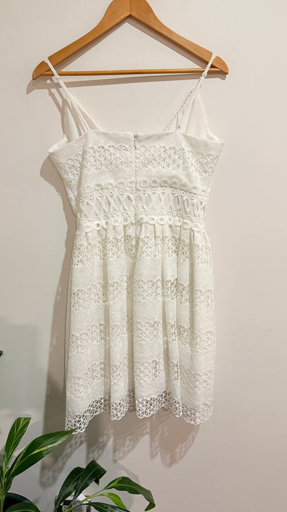 Guess White Broderie Strappy Dress Size 14