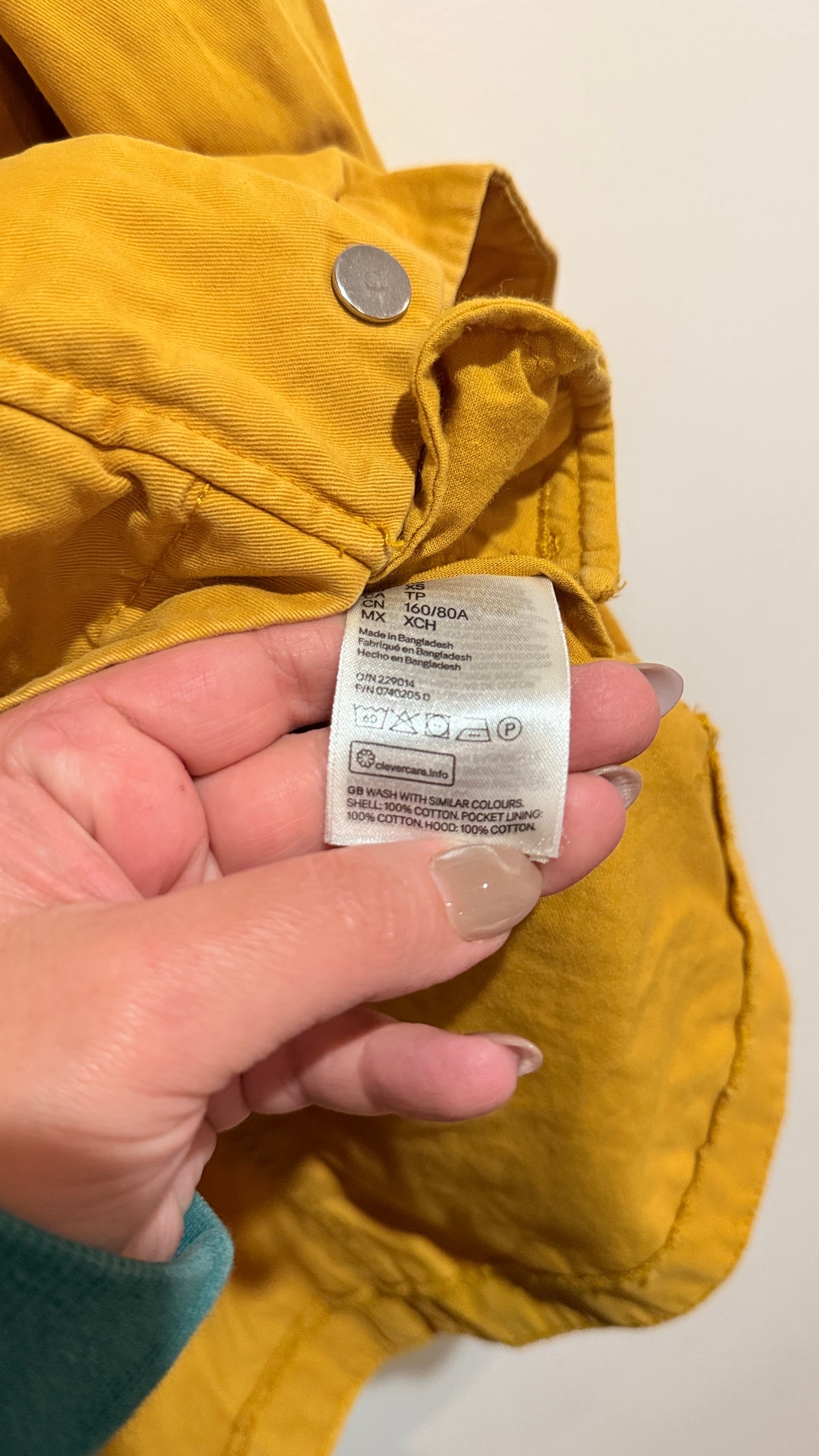 H&M Divided Mustard Hooded Jacket Size XS