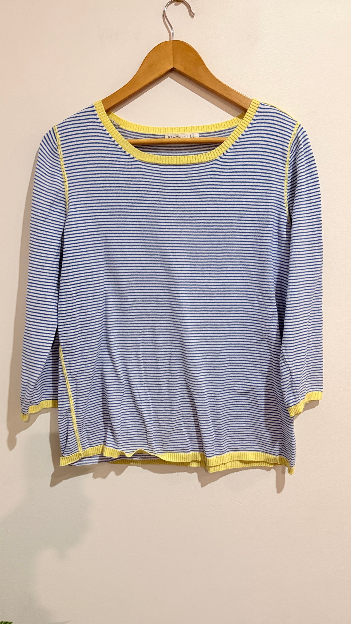 Beach Club Blue Striped Long Sleeve Top Size M
