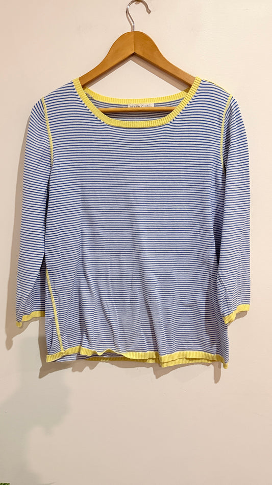 Beach Club Blue Striped Long Sleeve Top Size M