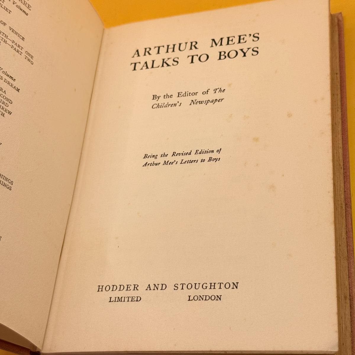 Arthur Mee’s Talks to Boys by Arthur Mee (undated)
