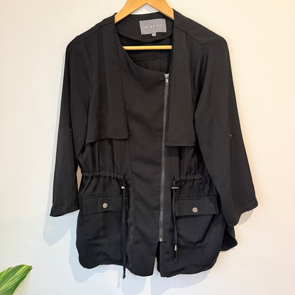 Mirrou Black Drawstring Zip Jacket Size 14